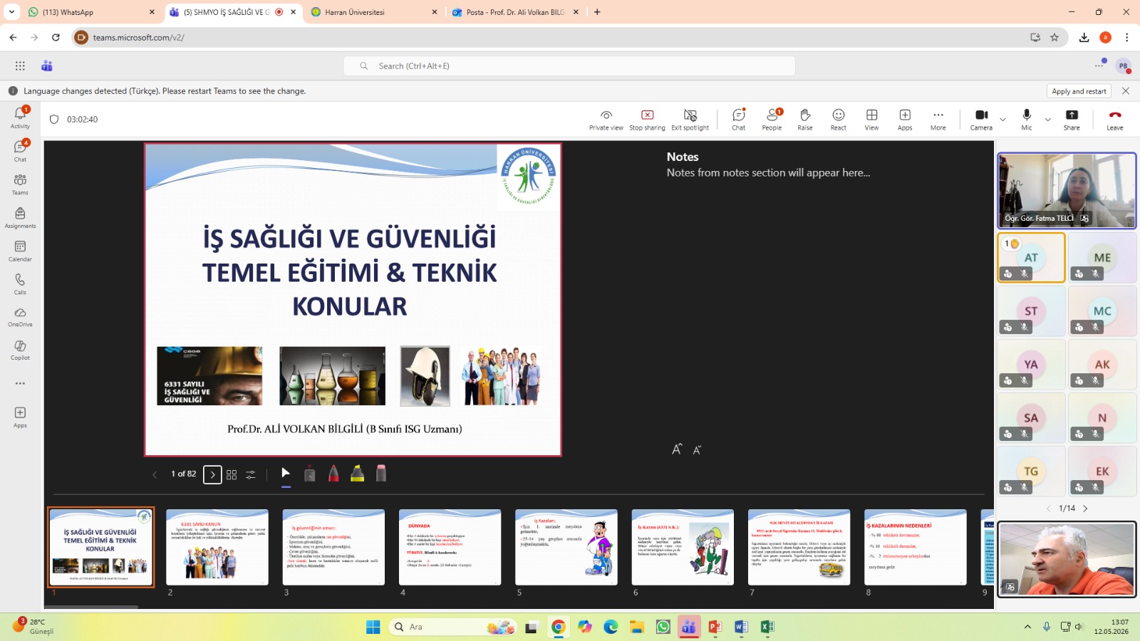 SAĞLIK HİZMETLERİ MESLEK YÜKSEKOKULU ÖĞRENCİLERİNE İSG EĞİTİMİ