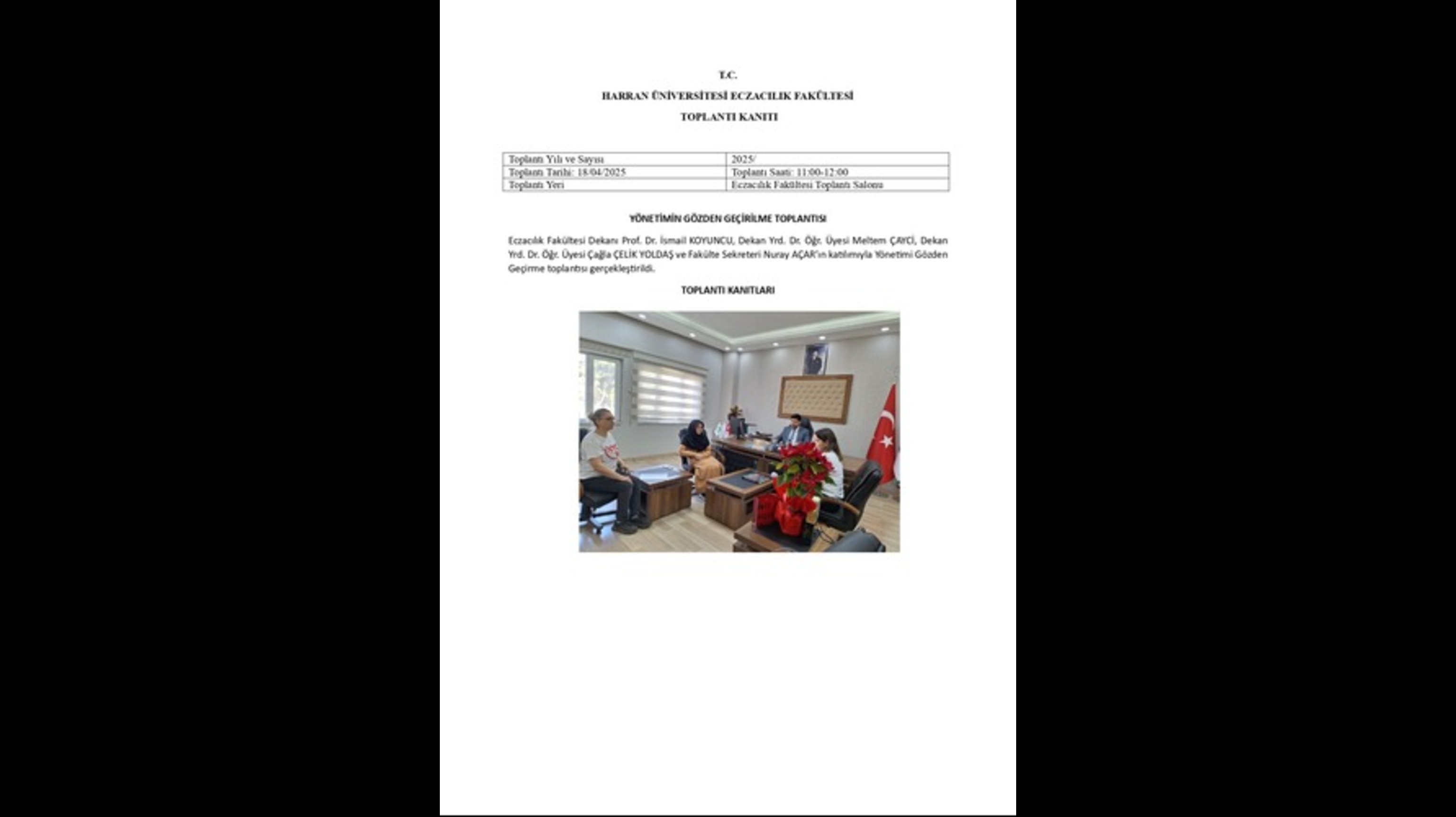 YÖNETİMİN GÖZDEN GEÇİRİLME TOPLANTISI