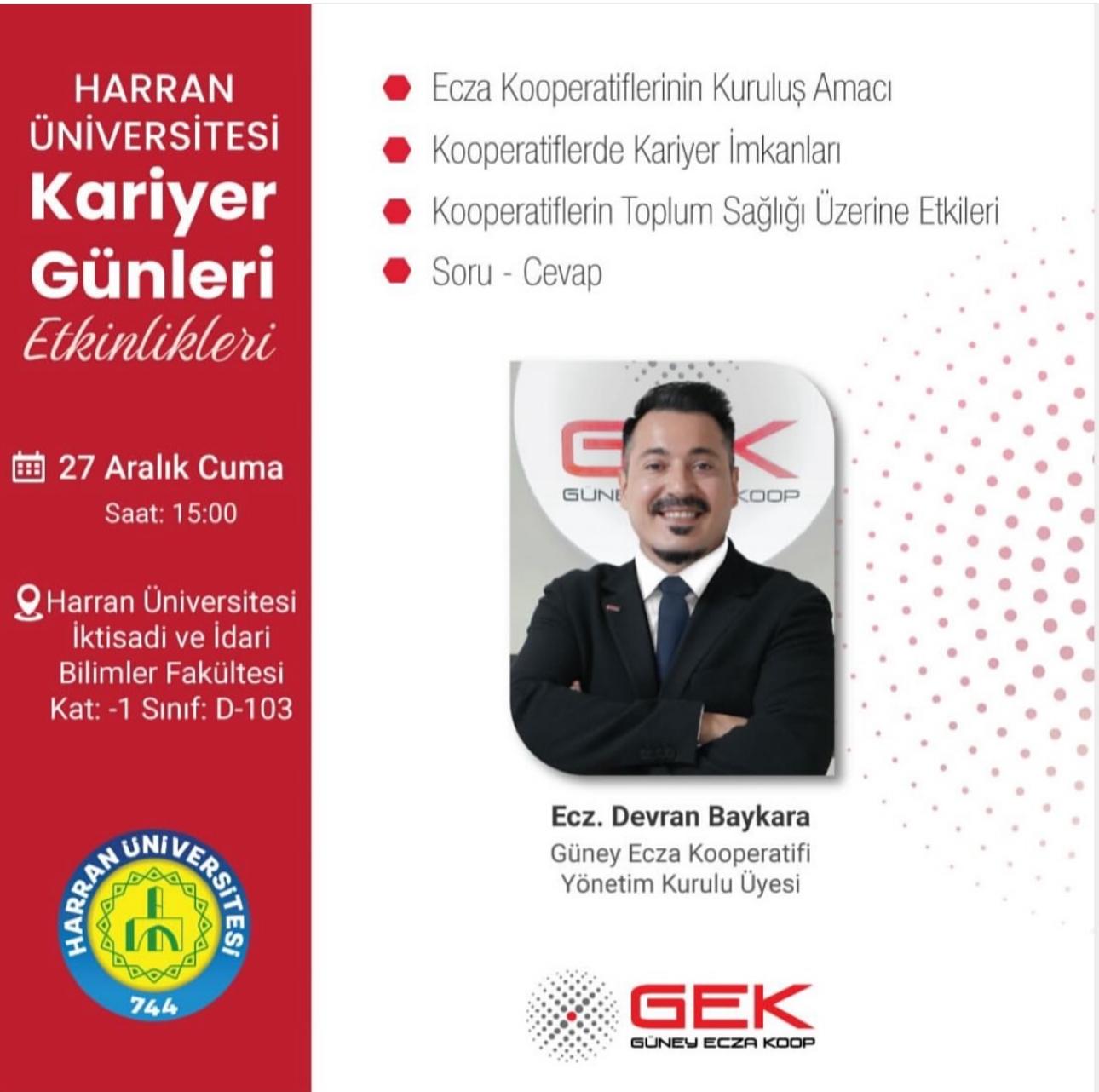 Harran Üniversitesi Kariyer Günleri Etkinlikleri: GEK Söyleşisi